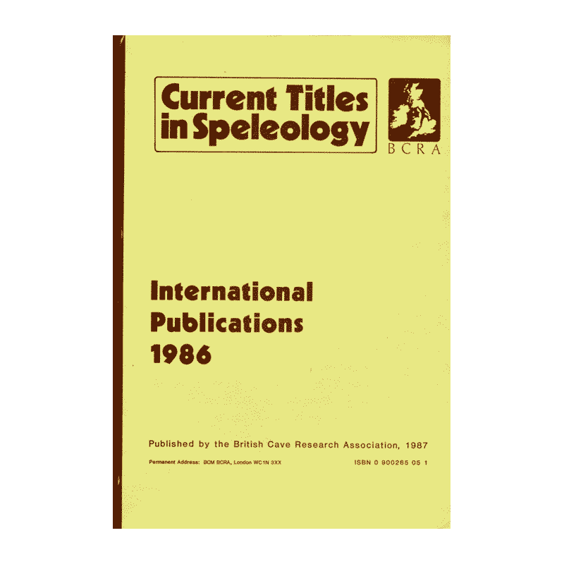 Current Titles in Speleology Current Titles in Speleology